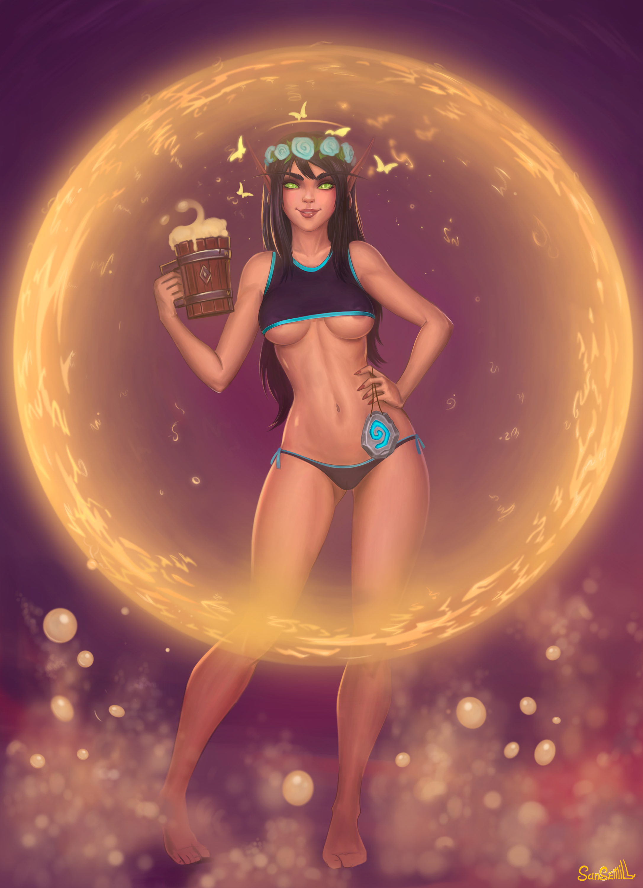 sansemill world of warcraft areola bikini elf pointy ears